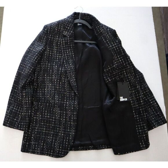 The Kooples FVES28011K Women's Sz 34 Black & White Metallic Tweed Blazer - Picture 9 of 11